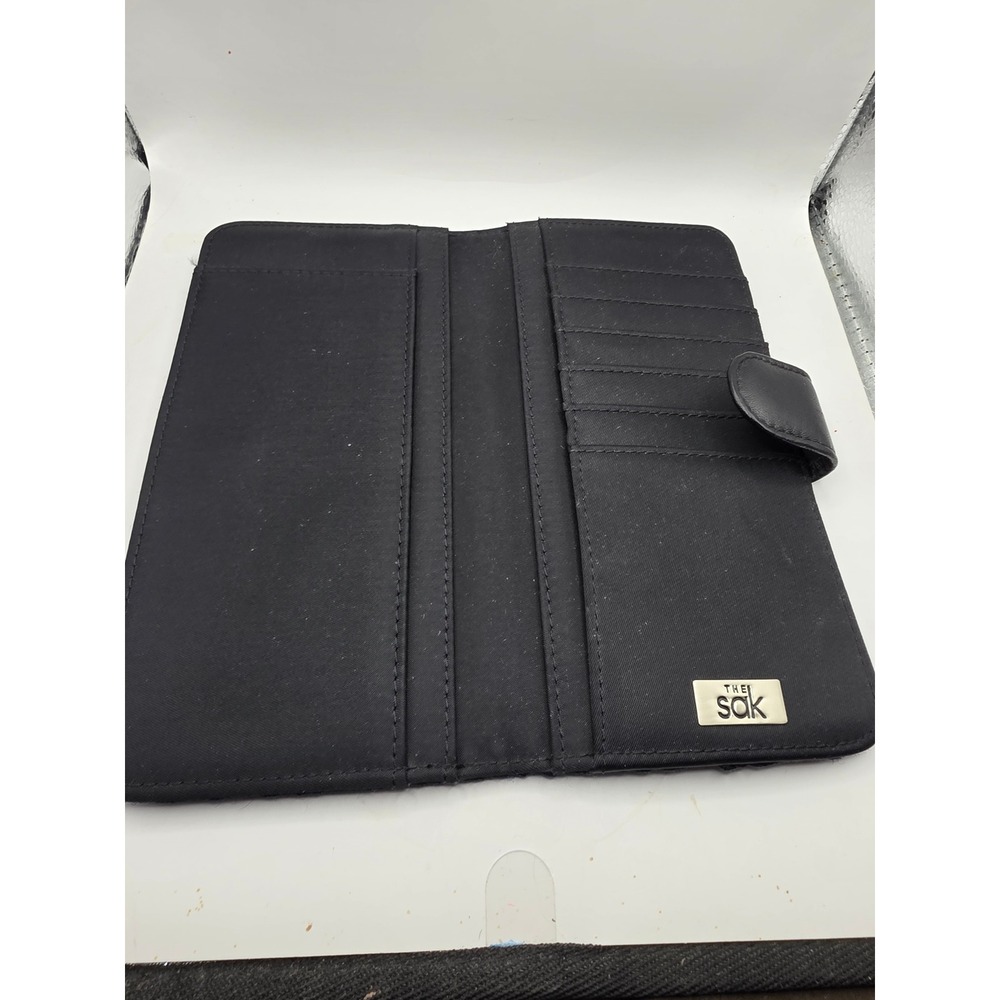 The Sak Black Crochet Checkbook Wallet Slim Snap Closure Card Organizer - Picture 2 of 5